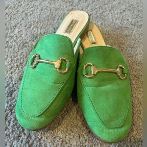 Green Slip On Flats with Gold Buckle - size 6 Primark